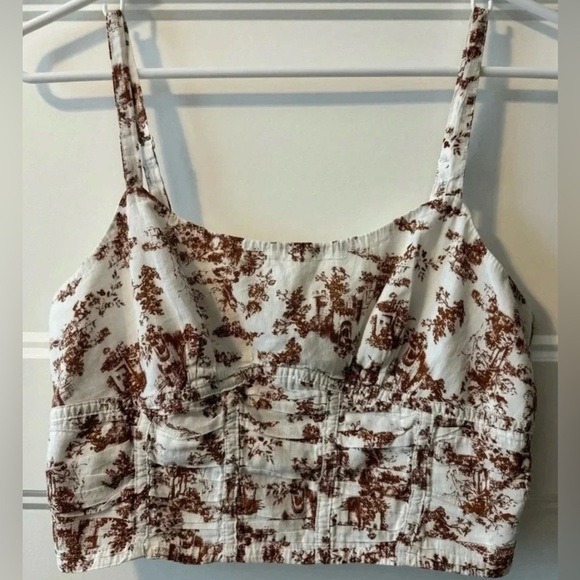 Forever 21 Tops - Forever 21 Toile Print Corset Bustier Crop Top Brown Cottagecore Size S